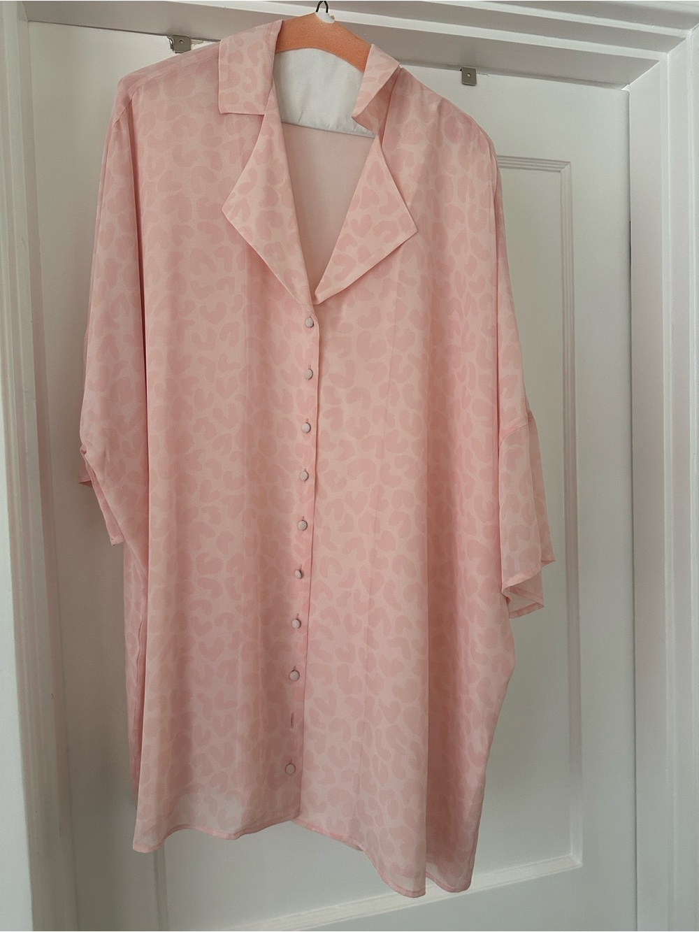 LPA Light Pink Button-Front Oversized Blouse
